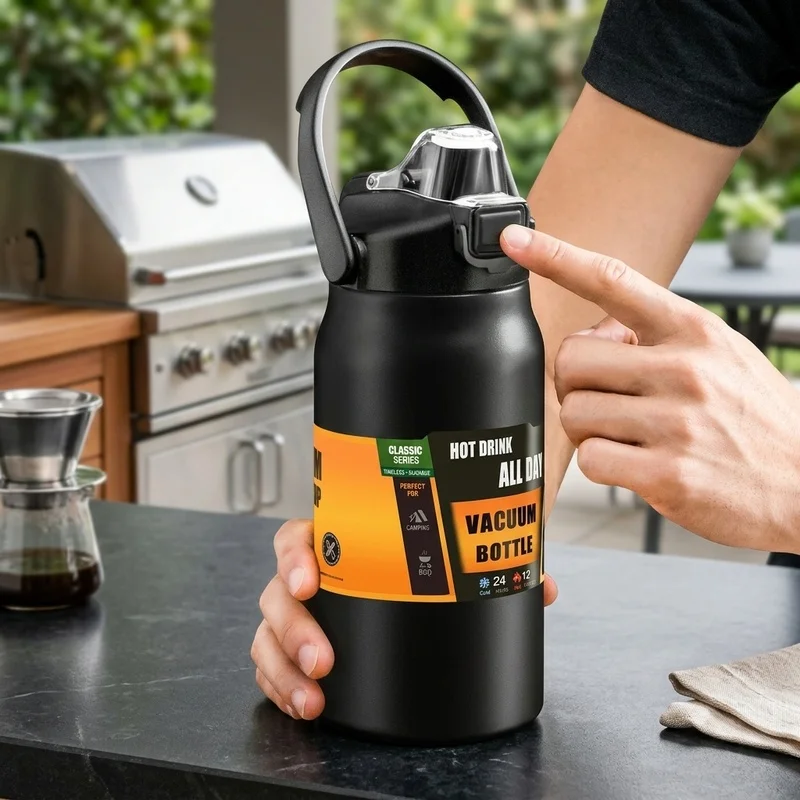 304 Stainless Steel Sports Water Bottle Thermos Cup Leakproof Vacuum Flask Cold Hot Drink Tumbler Travel Mug