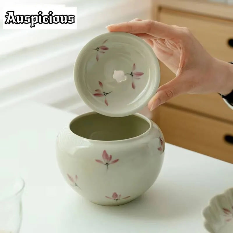 

700ml Pure Hand-painted Powder Orchid Jianshui Zen Tea Cup Wash Writing-brush Washer Household Chaxi Tea Services Ornaments Gift