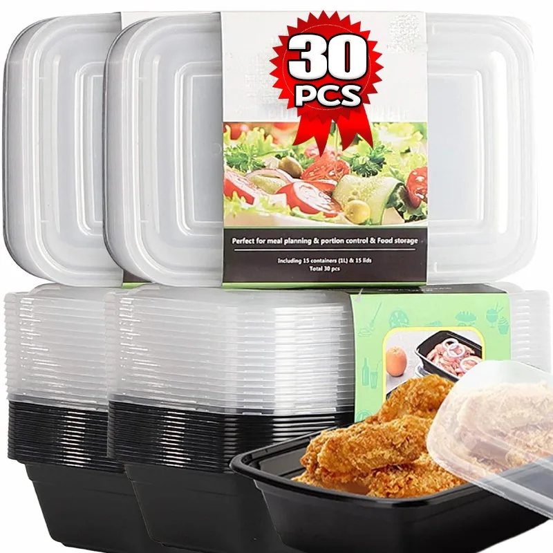 

10/30 шт. одноразовый ланч-бокс герметичный кухонный контейнер для хранения пластиковый ящик для еды с крышкой портативный ящик для приготовления еды на вынос бенто