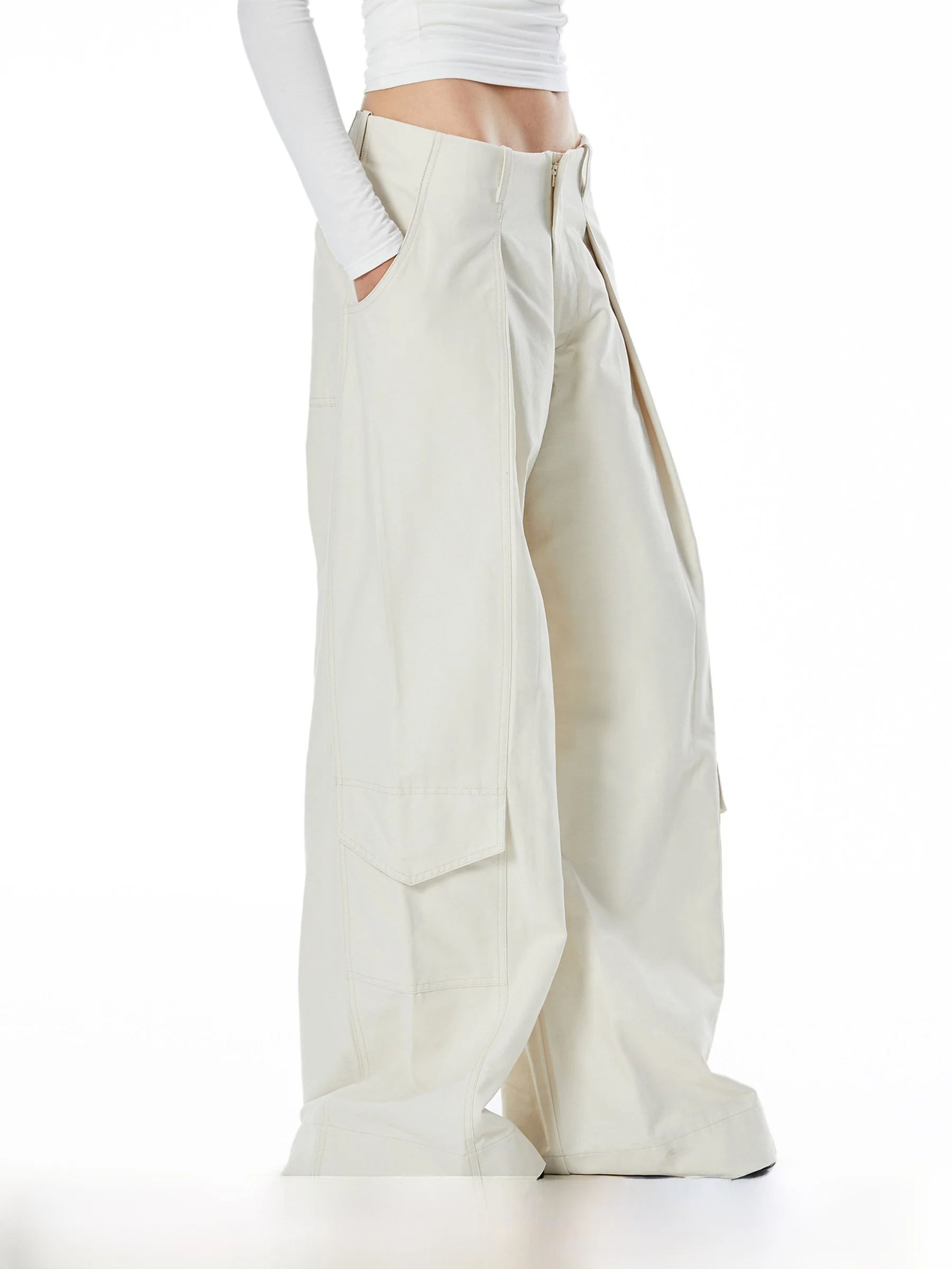 

Lal Project Summer Casual Wide Leg Multi ket Work Pants Women's Loose Slimming Floor-Length Trousers Street Sle Cotton B...