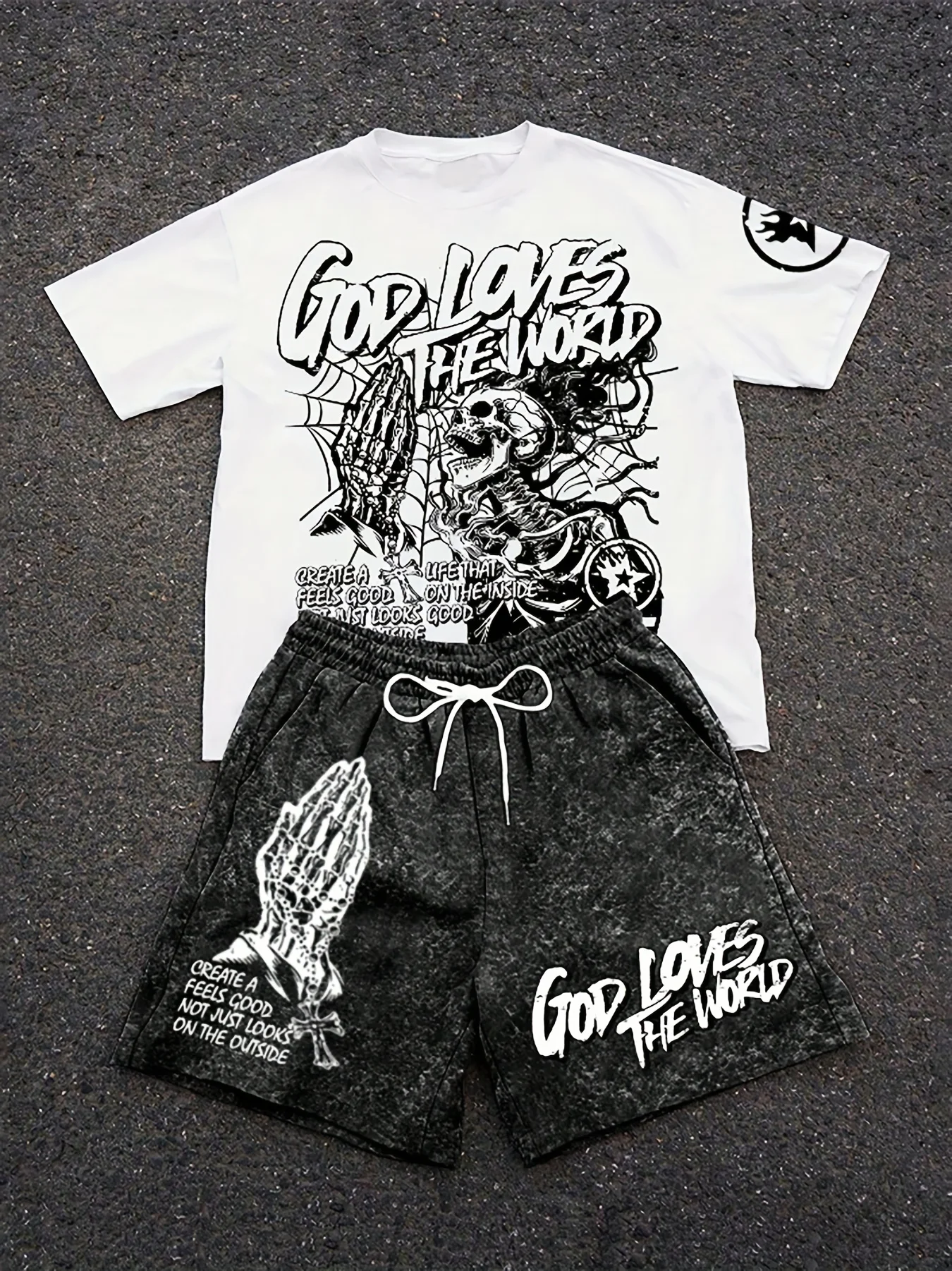 

2025 летние новые мужские брюки с короткими рукавами и короткими штанами, дышащая легкая и повседневная мужская одежда для катания на роликовых коньках с 3 принтами