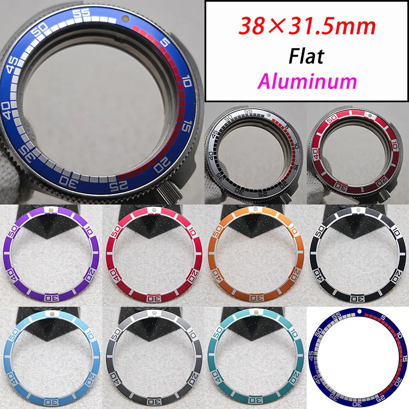 Mod 38×31.5mm Watch Bezel Insert Ring Aluminum Flat Custom Bezel Inserts Fits SKX007 SKX009 SRPD Watch Case Watch Refit Parts