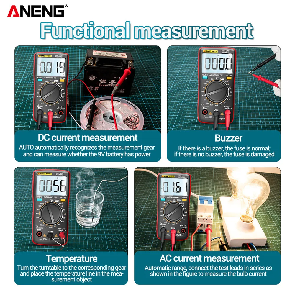 ANENG AN113C/E 4000 liczy cyfrowy profesjonalny multimetr Eletric automatyczna klimatyzacja/napięcie prądu stałego Tester prądu Ohm amperomierz