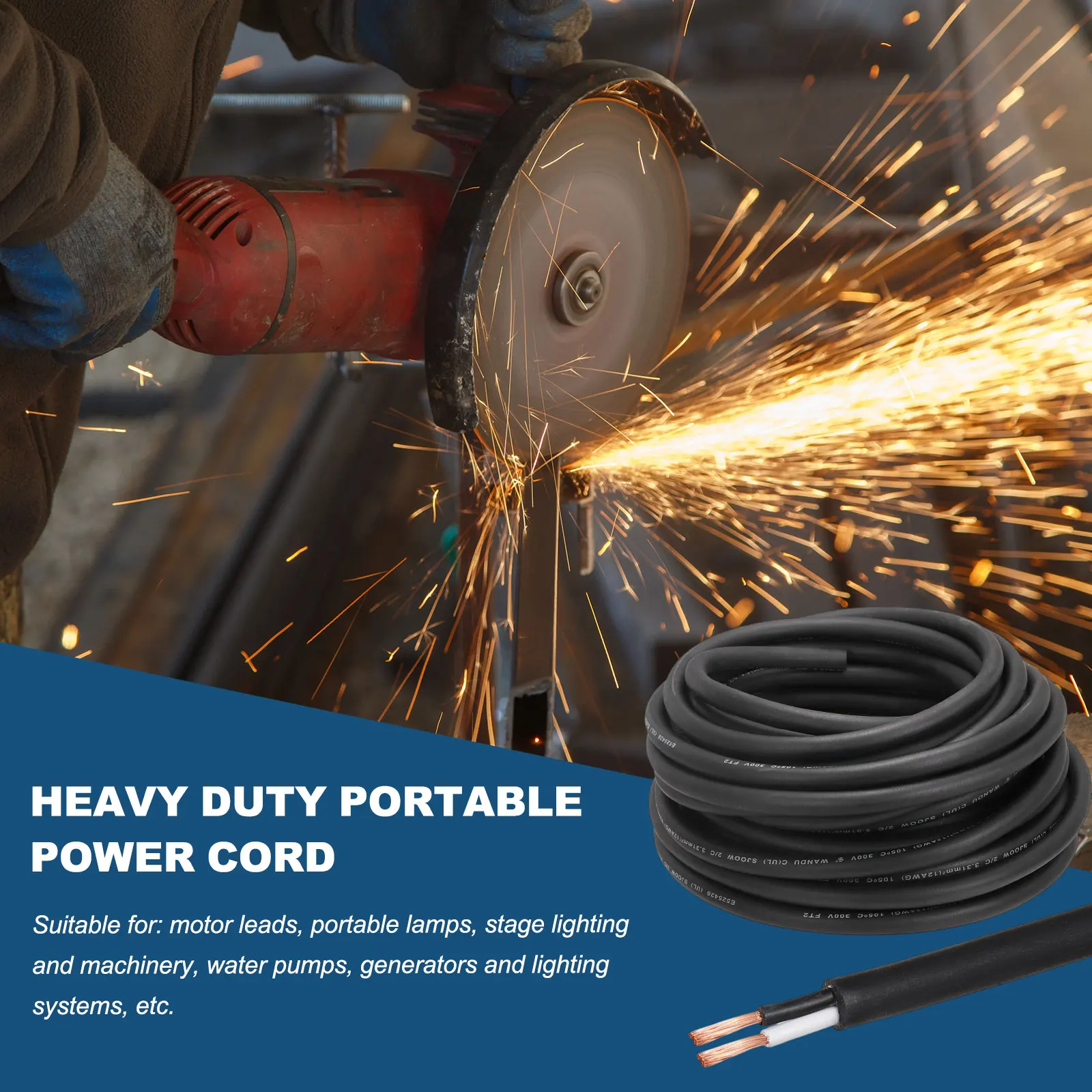 1Pcs SJOOW 12/14 Gauge 2/3 Conductor Electrical Wire 10-100ft 12/14 AWG Automotive Wire Power Cable 300V Flexible Extension Cord 4