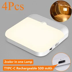 Motion Sensor Led Light Usb TYPE-C Charging Square Lamp for Bedroom Kitchen Stair Hallway Wardrobe Cupboard Lighting Night Light