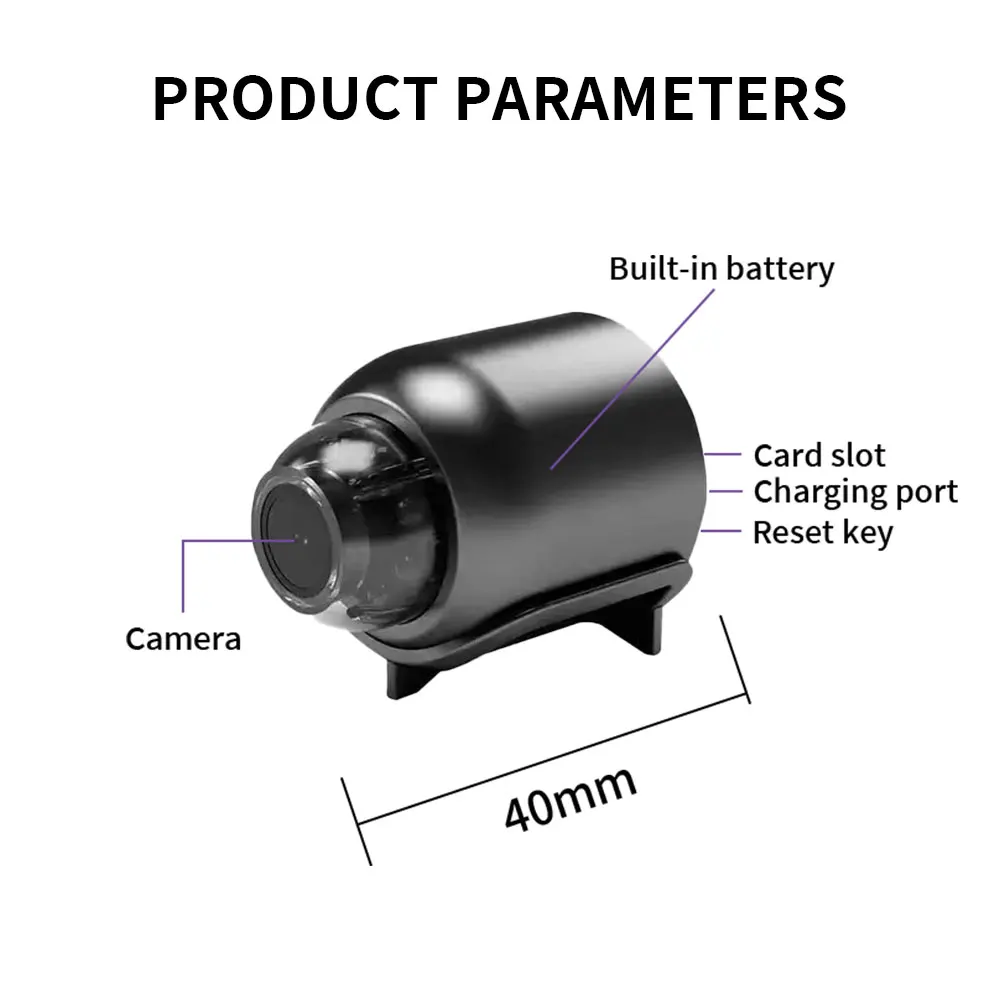 كاميرا حماية أمنية HD كاميرا واي فاي صغيرة مسجل فيديو لاسلكي كاميرا مراقبة المنزل الذكي للرضع والحيوانات الأليفة