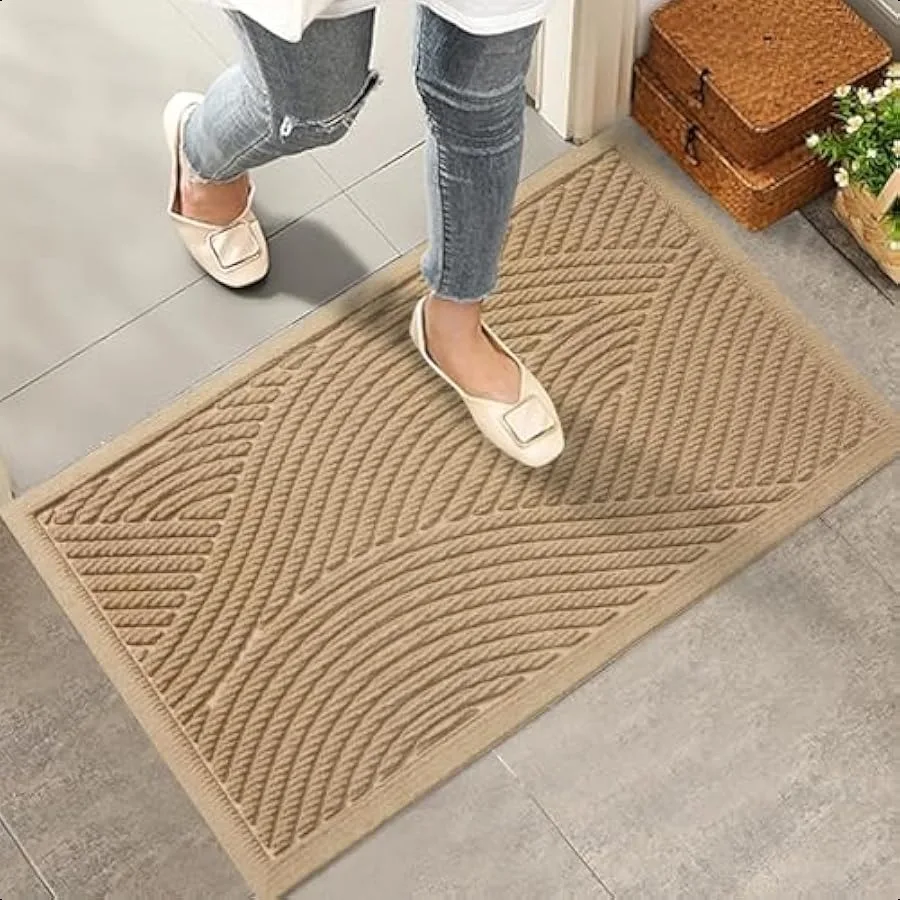 

Sturdy Front Door Mat Absorbent Muddy Dirt Resist Welcome Door Mats Outdoor Indoor Stain and Fade Resistant NonSlip Backing Ent