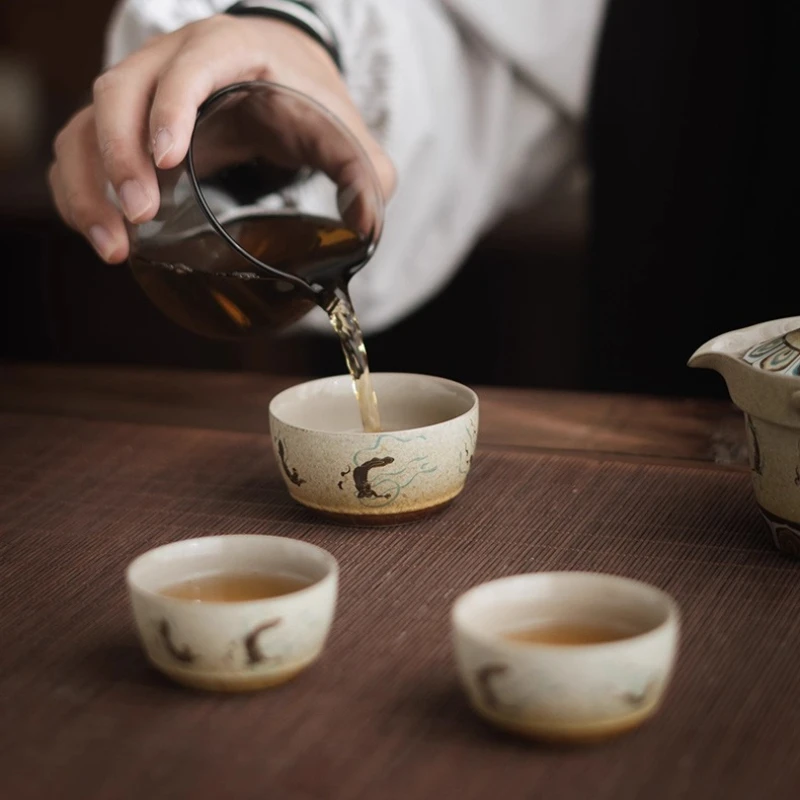 

Dunhuang merchandise flying portable travel kung fu tea set body set one pot three cups express travel souvenirs