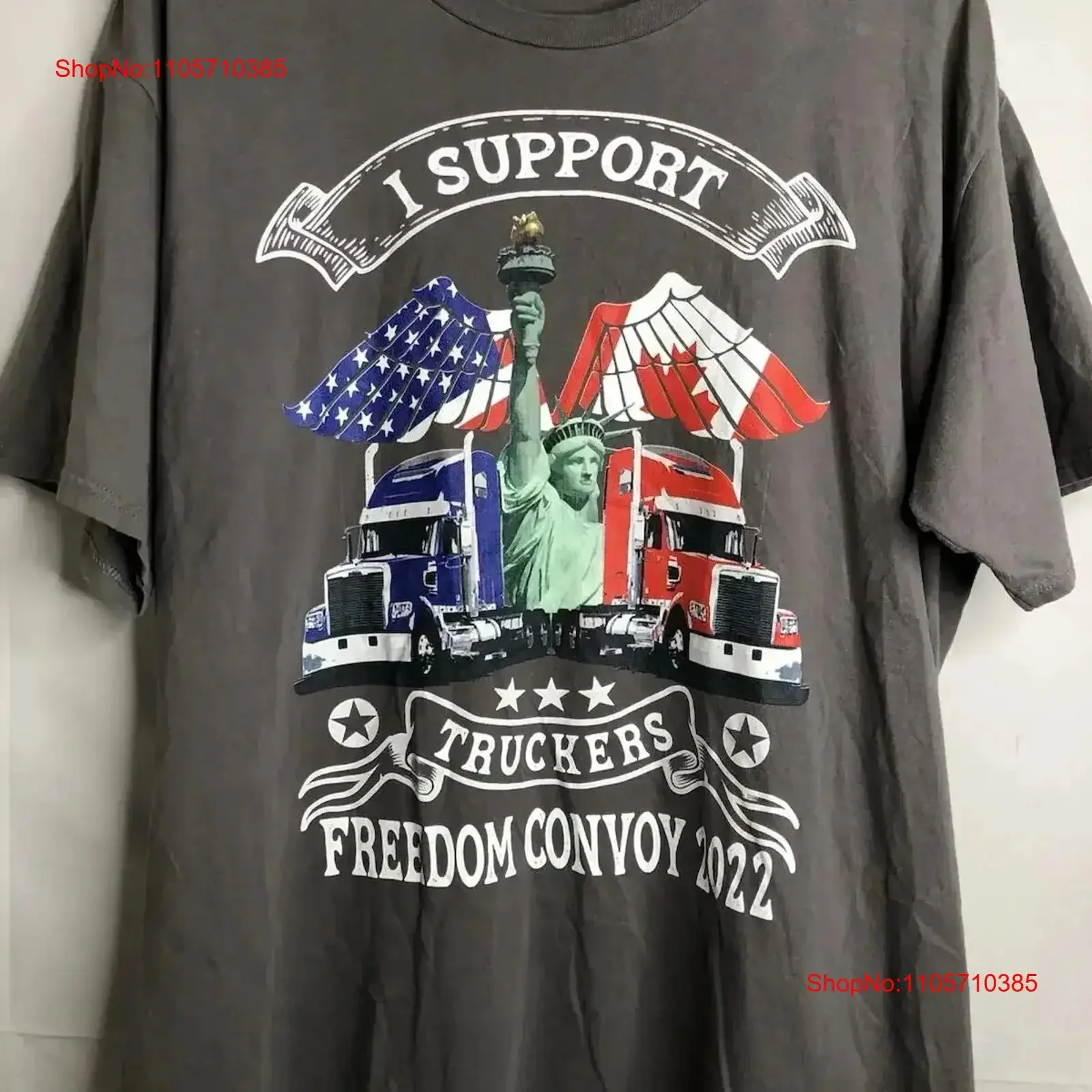 Truckers Freedom Convoy 2022 Gray T Shirt Adult Size 2XL EUC vintage Washed Comfortable Slightly homme Versatile vintage