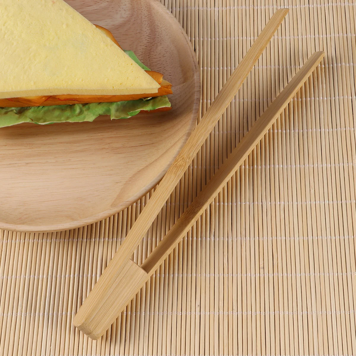 

1pcs Bamboo Toaster Tongs Lightweight Kitchen Cooking Tongs Heat Resistant Ergonomic Design Dishwasher Safe For Grilling
