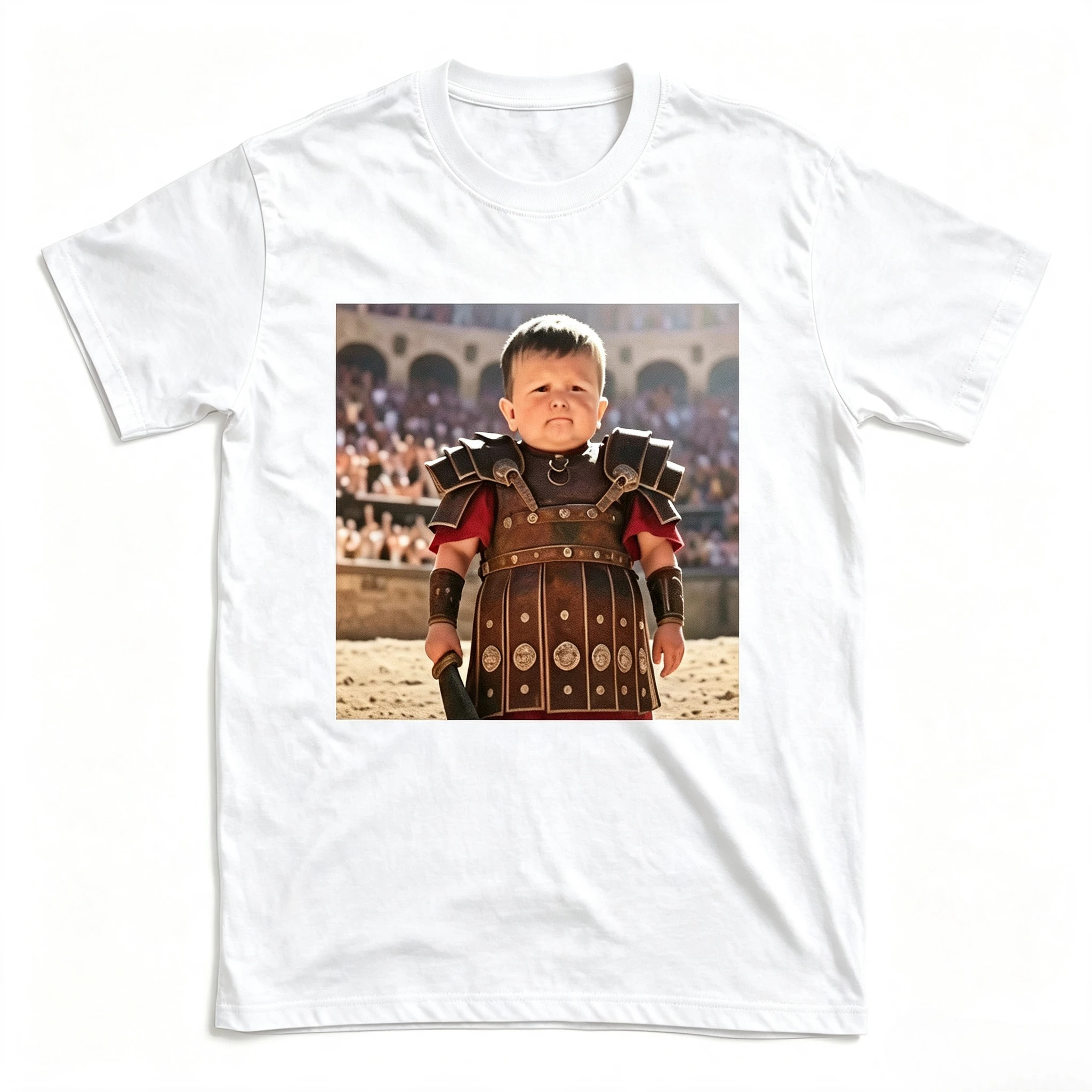Men Women Loose Fit Cotton T-shirt Funny Little Roman Warrior Arena Meme Print Trendy Streetwear Short Sleeve Tee