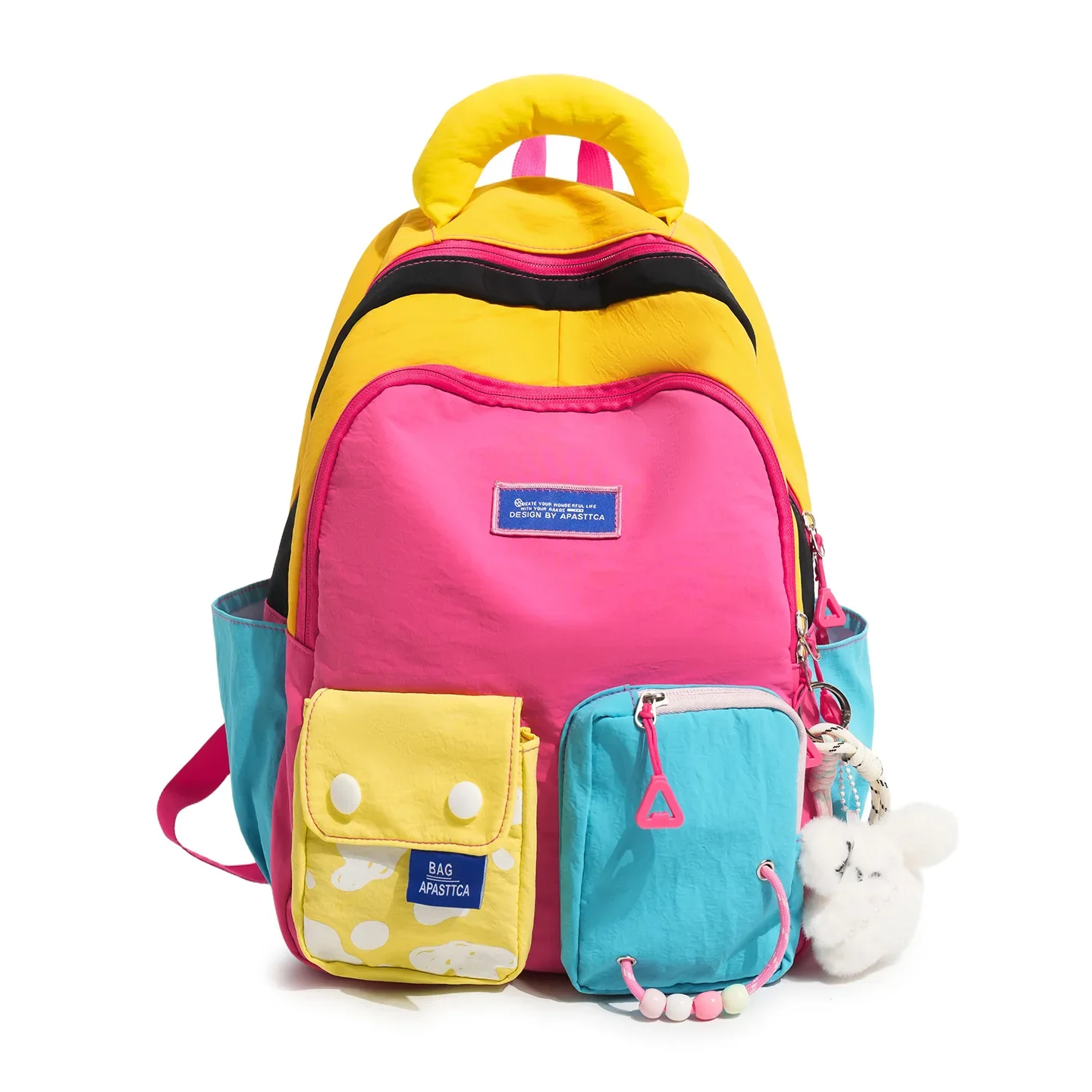 Dopamine Patchwork Female Backpack Casual Daily Daypack for Women Bagpack, Suitable for School, Commuting, Short Trips, Outdoor