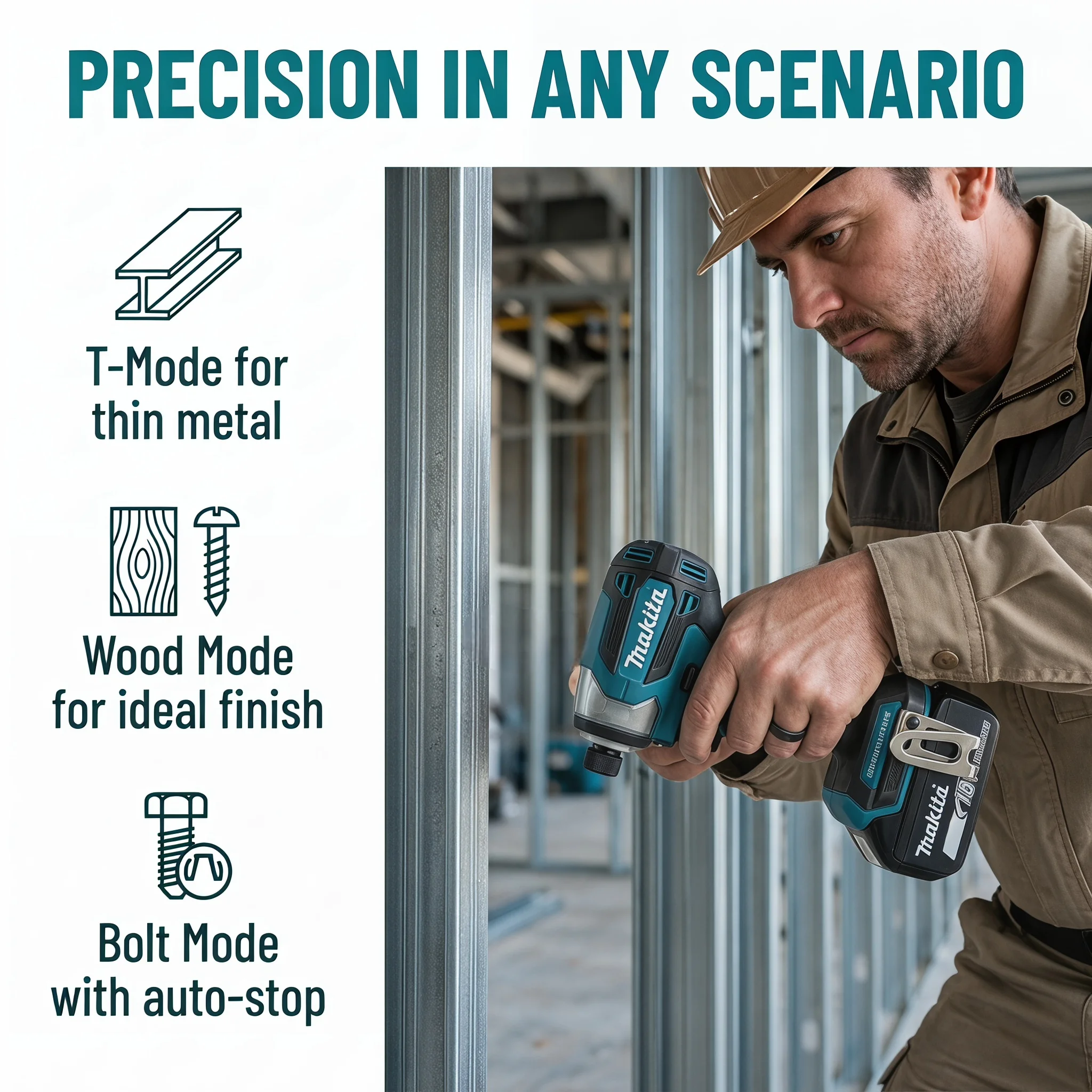 Makita DTD173 18V LXT Cordless Brushless Impact Driver 180 N·M T-Mode Electric Drill Rechargeable Power Tools for Wood Bolt