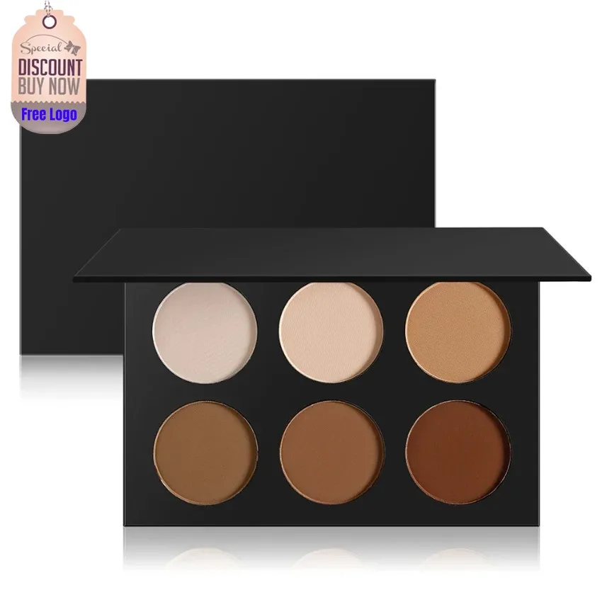 Private Label 6-color Concealer Pressed Powder Palette Oil Control Matte Long Lasting Natural Skin Color Shrink Pores Concealer