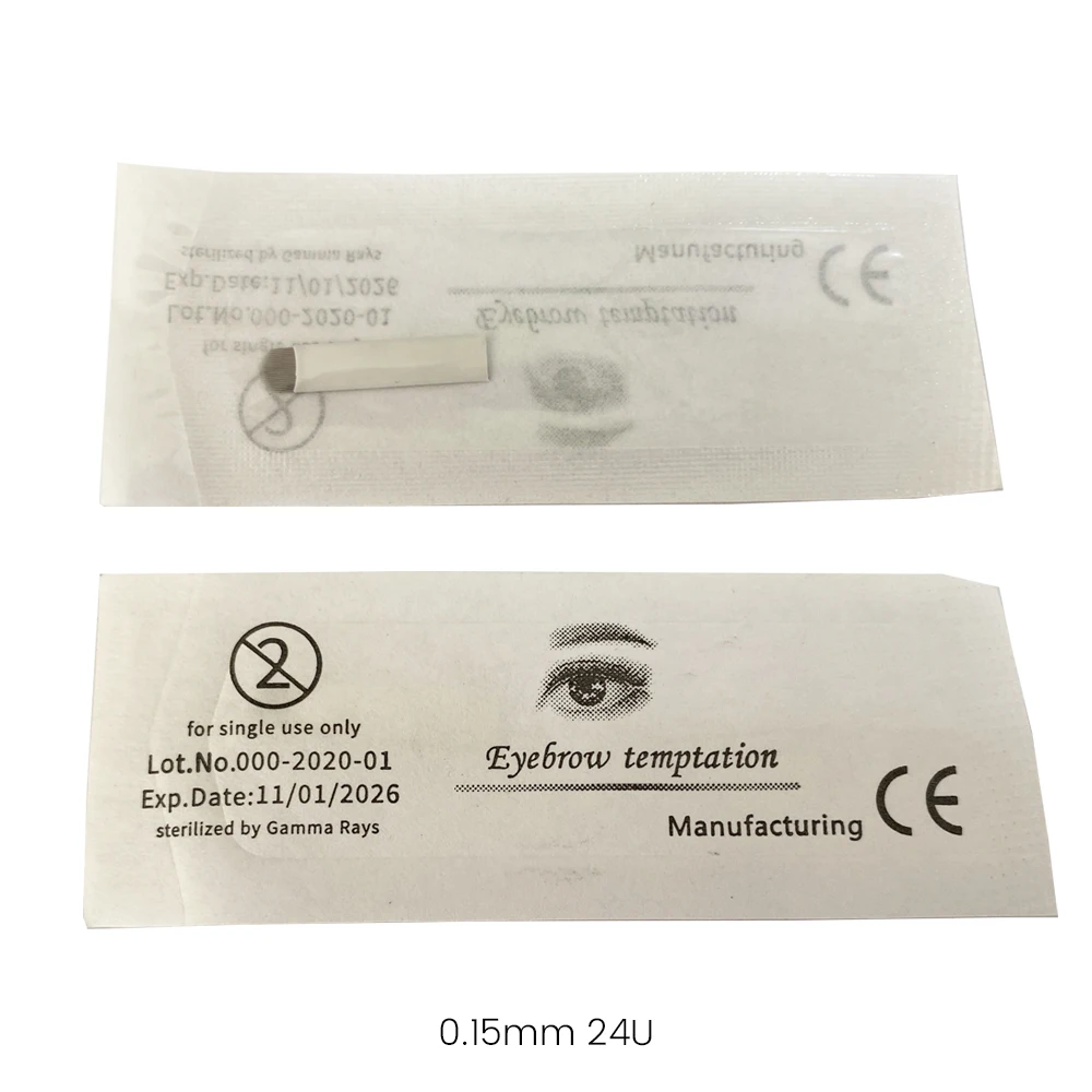 0.15mm 24U Lamina Tebori Flex U24 Microblading Needle Master U-Nano Blades 24 pin in acciaio inossidabile PMU 3D Nano penna per sopracciglia uso