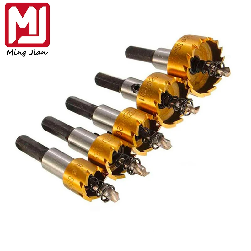 

5 Pcs HSS Drill Bit Saw Set Carbide Tip Metal Wood Drilling Hole Cut Tool for Installing Locks 16/18.5/20/25/30mm