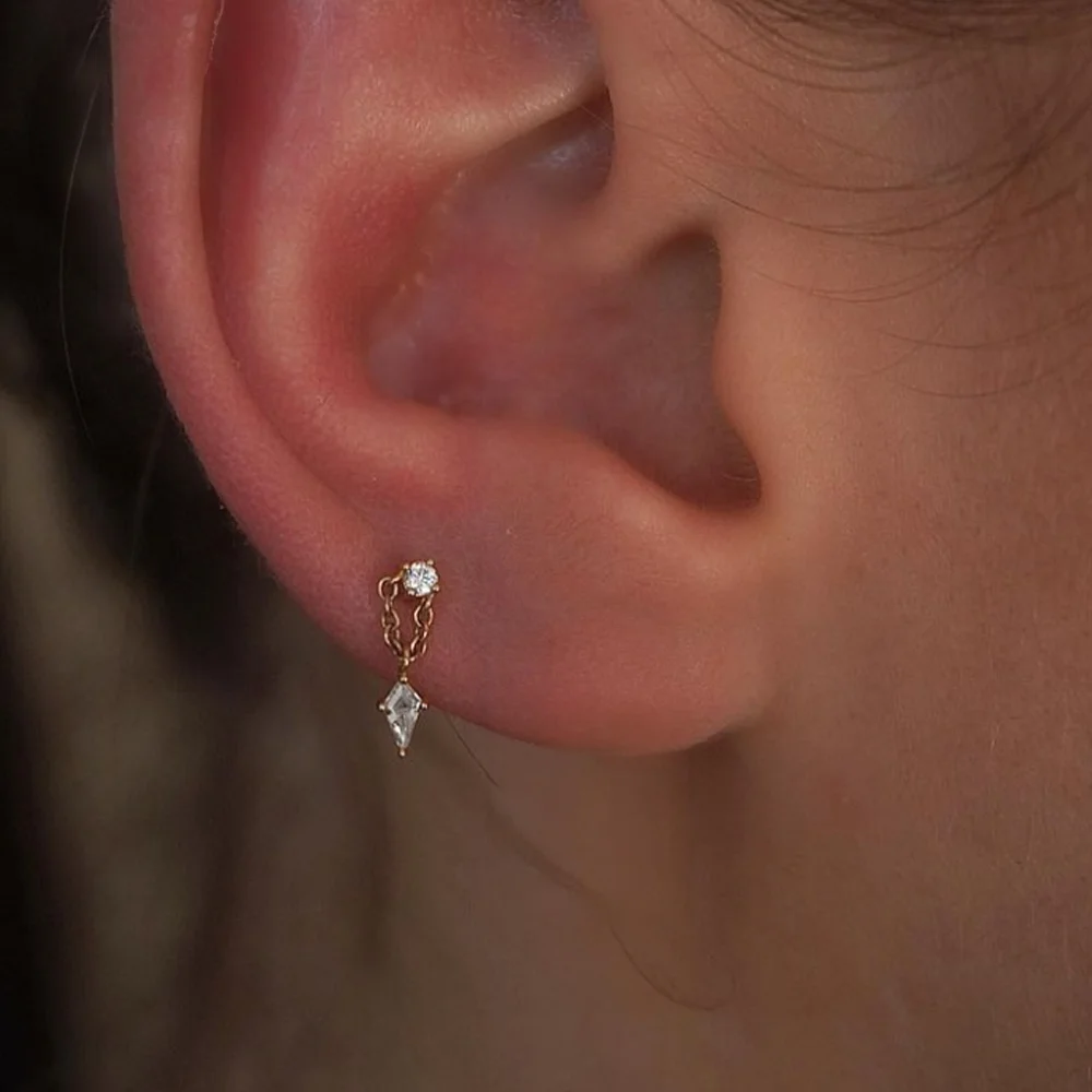 AIDE 925 Sterling Silber Kite Stone Zirkon Flachkopf-Innengewinde-Piercing für Damen, Sternkette, Quasten-Accessoires, Schmuck – Detail 11