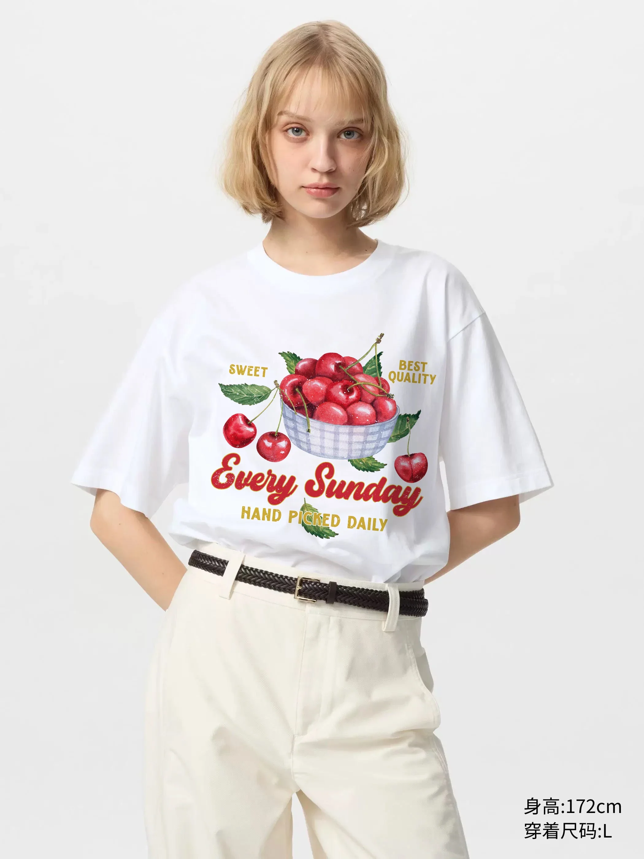 

29552 Cherry Funny Women T Shirt High Quality Graphic Tee Shirts Vintage 2000s Fashion Tshirt Dropshipping
