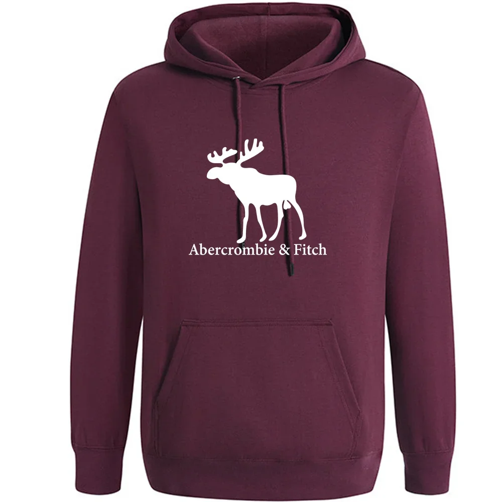 Men\'s Hoodies Autumn New Fashion Hoody Deer Print Plus Fleece Elastic Tops Pullover Casual Women Sweatshirts Hip Hop Streetwear