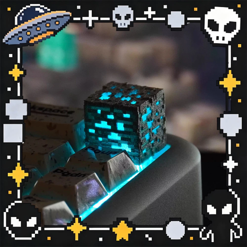 ZHUDI VIBE STONE PC Keycaps Pixel Ore Personality Customized Machinery Magnetic Shaft Keyboard Keycaps For PC Accessories Gifts