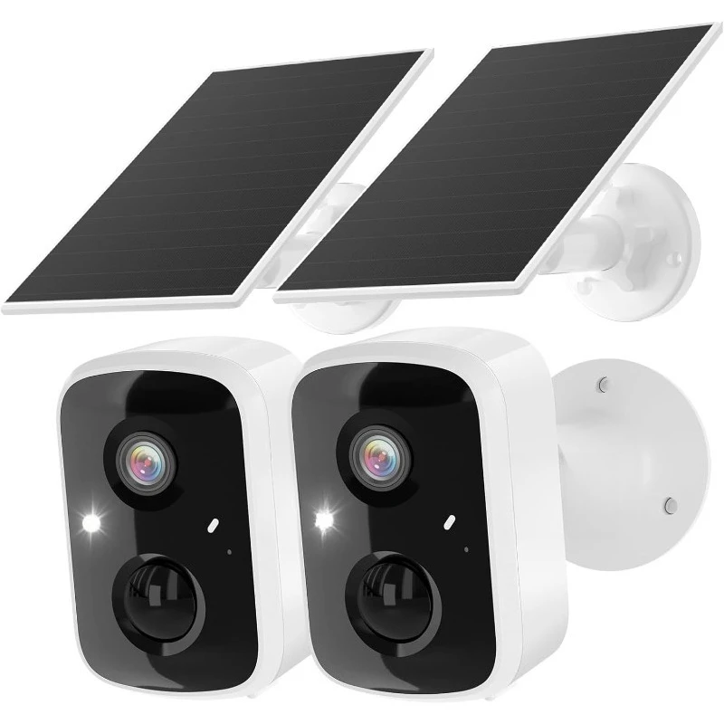 

Solar Security Cameras Wireless Outdoor 2 Pack, Battery Powered 3K 4MP Wifi Cameras For Home Surveillance, PIR/AI Motion