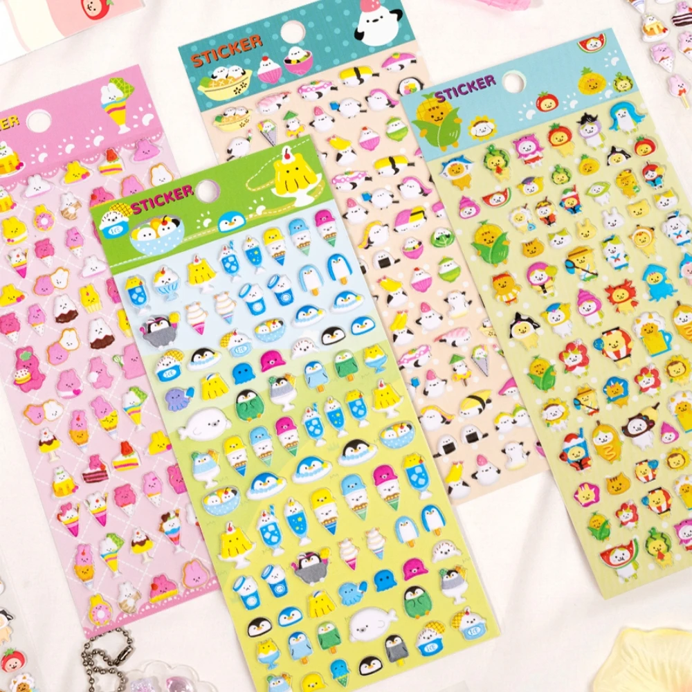 

4 шт./лот, сладкая еда, мороженое, милые животные, 3D декоративные наклейки, дневник, альбом, этикетка, наклейка, сделай сам, скрапбукинг, канцелярские наклейки