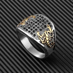 Stainless Steel Rings Scorpion Inlaid Gemstones Trendy Men Cool Rhinestone Ring for Friend Boyfriend Jewelry Best Gift Wholesale