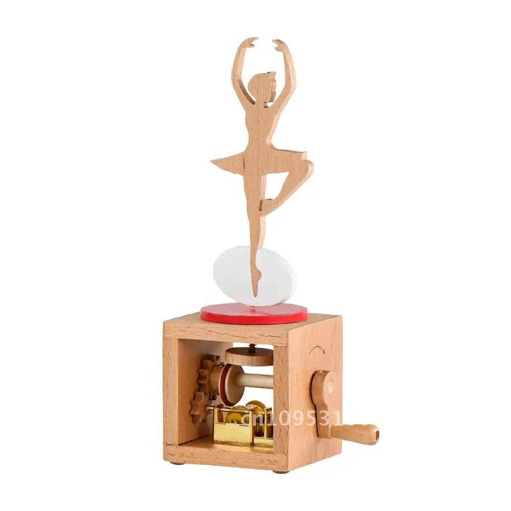 Creative New Fox Animal Dance Ballet Solid Wood Hand Music Box Ornaments