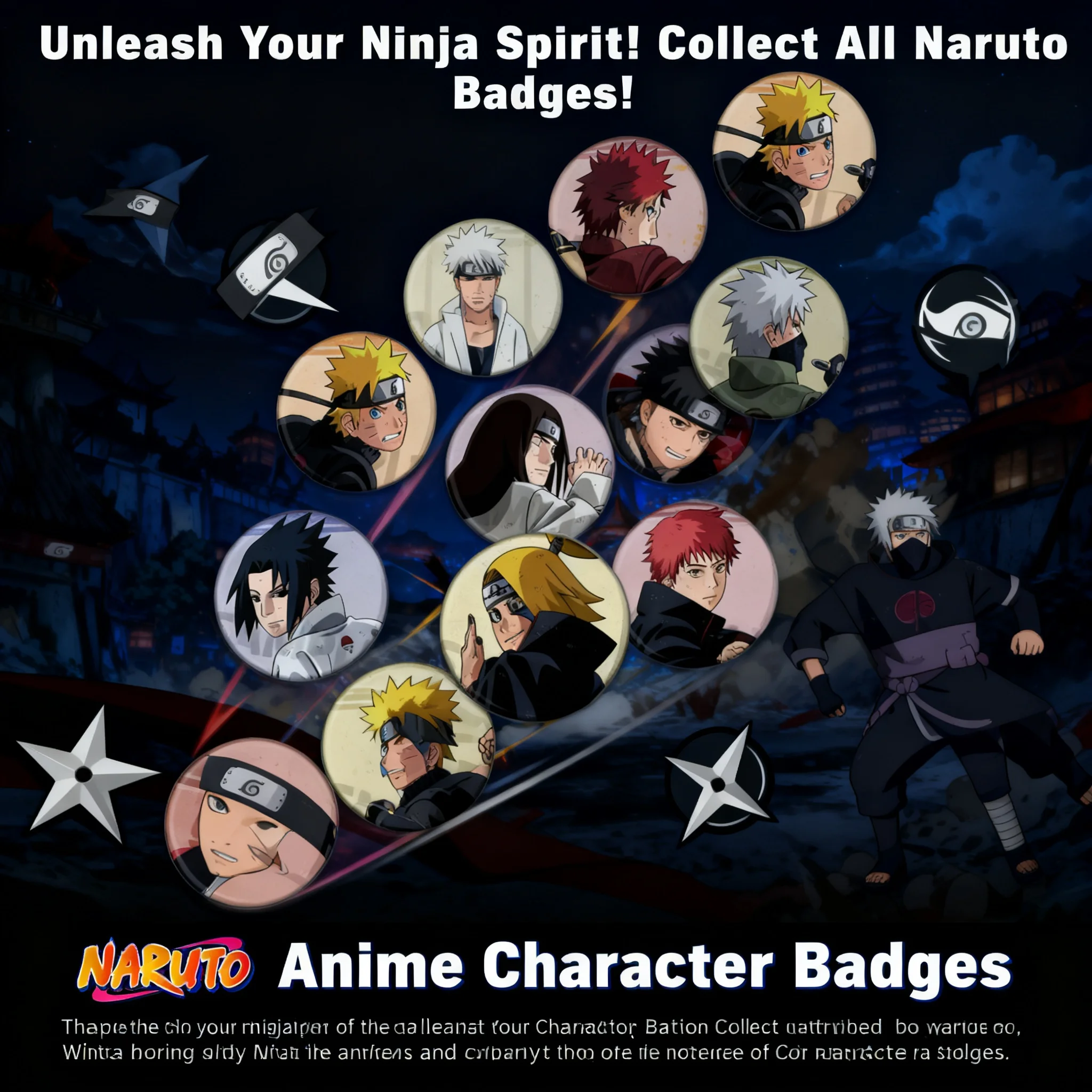 

Anime Naruto Badge Pin Set Kakashi Itachi Neji Brooch Pendant Shiny Film Accessories Collectible Merchandise Cosplay Gift for