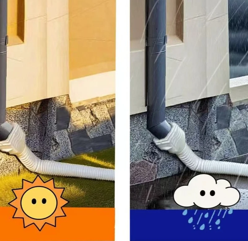 

2PCS Black Rain Flexible Gutter Extendable from Downspout Extender Thickened Down Spout Drain Extension For Rainwater Drainage