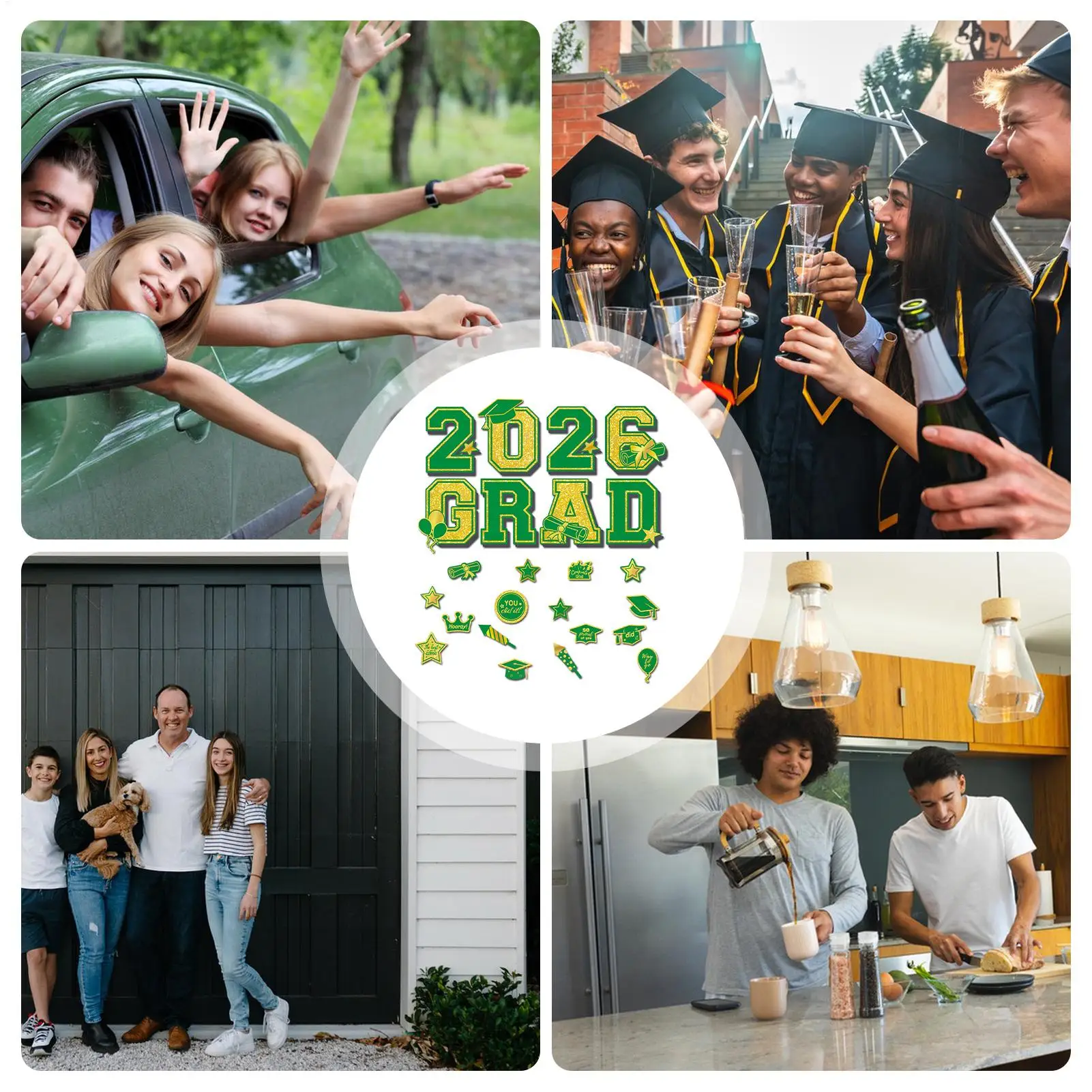 2026 Graduation Car Magnets 24 Pieces Magnetic Decoration Vehicle Magnets For Refrigerator Garage Door Parade Cruise Graduation