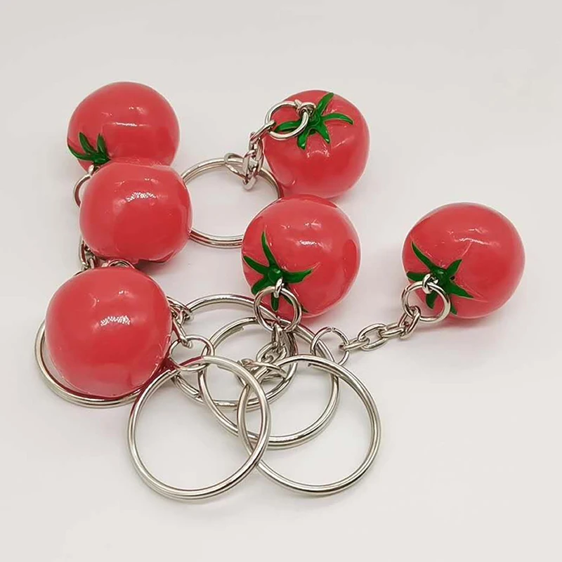 1PC About 2.2cm Creative Simulation Tomato Key Chain Resin Tomato Key Chain Bag Pendant Event Gift