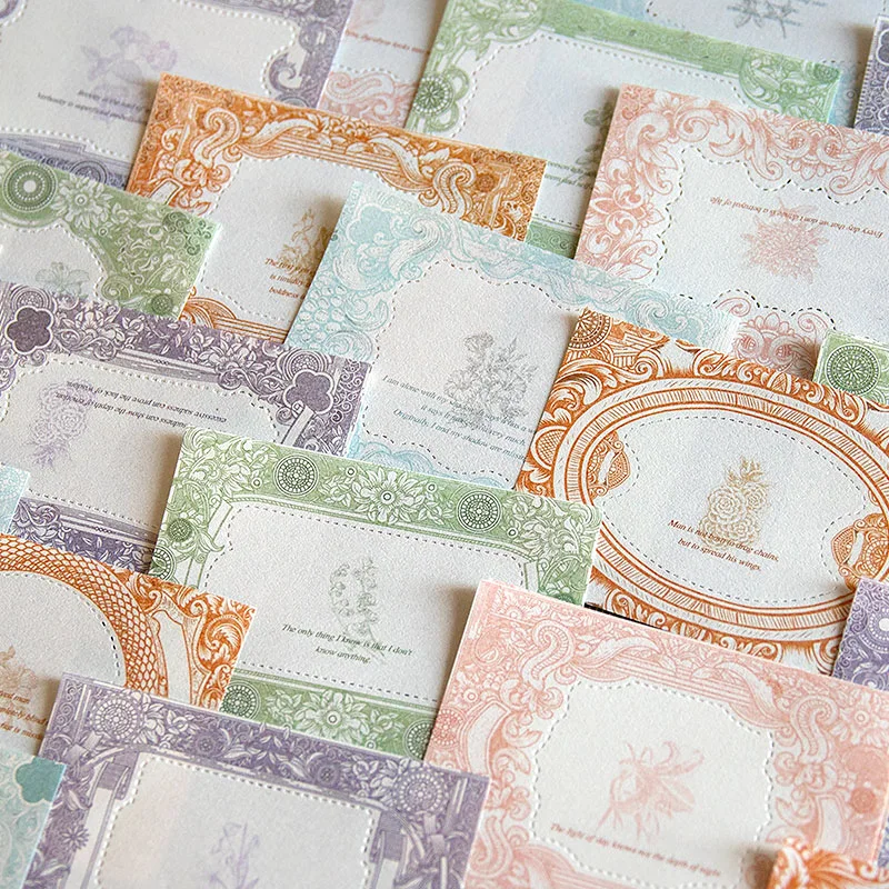 50Pieces Tearable Retro material Flowers Base Paper Material Collage Decoration Seal Scrapbook message priming cut