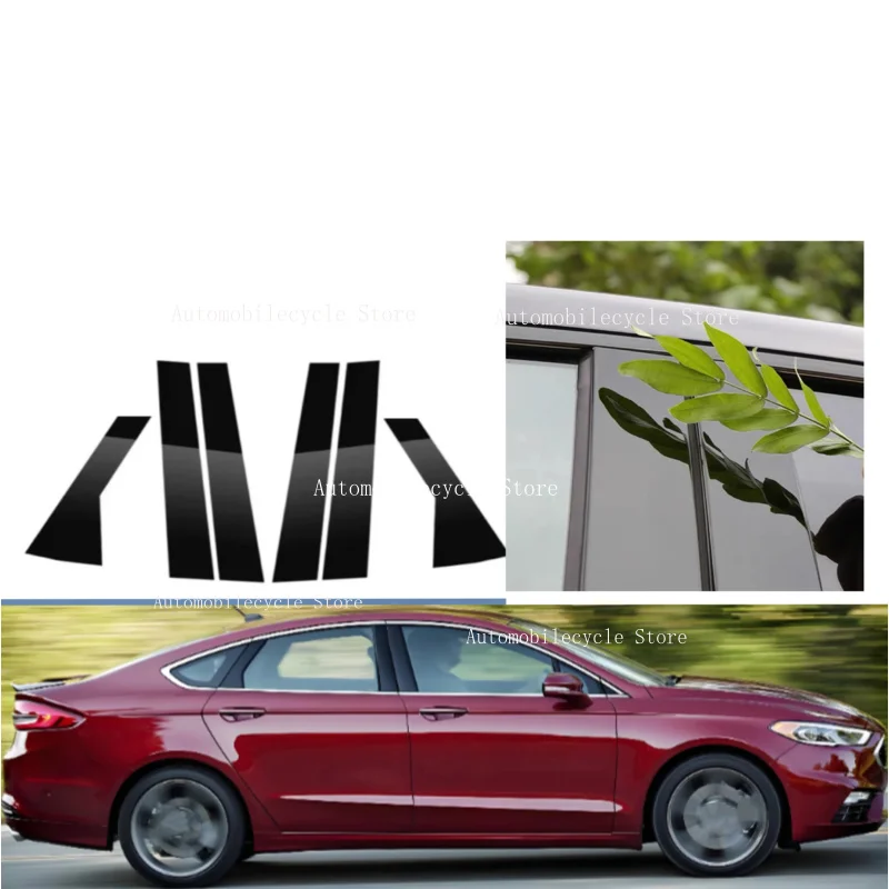 

6PCS Glossy Black Pillar Posts Fit For Ford Mondeo MK5/MK V 2014 2015 2016 2017 -2022 Window Moulding B C Center Sticker Cover
