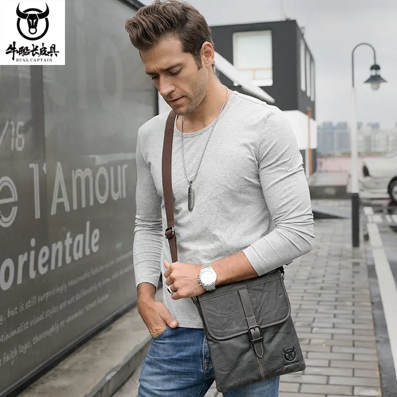 

Мужская сумка через плечо из натуральной кожи, мягкая квадратная деловая сумка для хранения планшетного компьютера из воловьей кожи и тонкая сумка на одно плечо