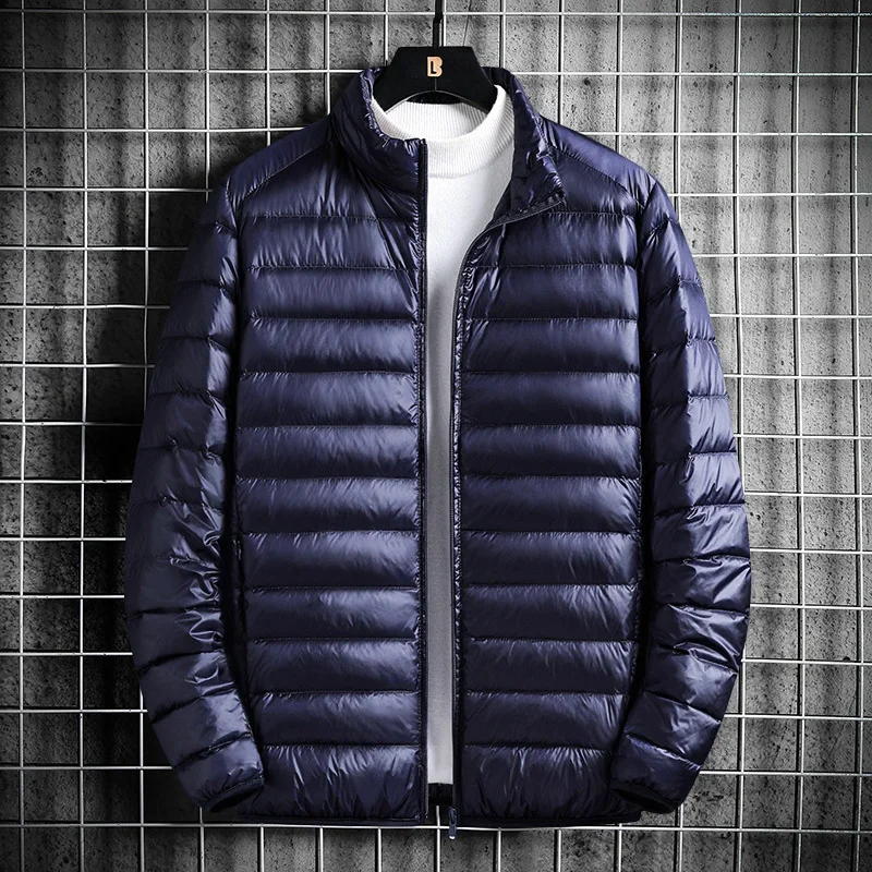 Thin Lightweight Cotton-padded Cropped Jacket Men's Autumn/winter New Style Trendy Stand Collar Youth Ultra-thin Coat