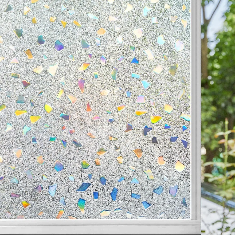 Sichtschutzfolie für Fenster, mattierte Fensterfolie aus Buntglas, dekorative 3D-Vinyl-Aufkleber, statischer Aufkleber, nicht klebend für Zuhause
