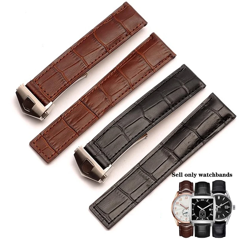 Genuine Leather Strap for Tag Heuer Watch Carrera Monaco Watch Belt Black Brown Bracelet Wristwatch Watchband 19mm 20mm 22mm