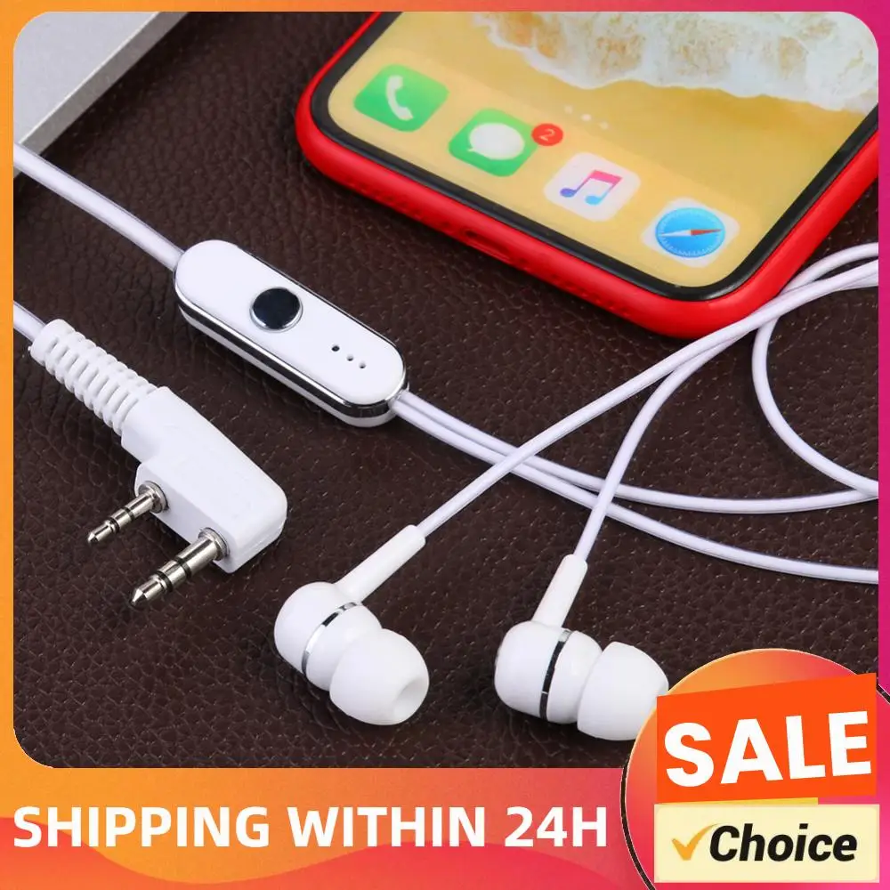 1-5pcs 1.2m PTT MIC Headset for Walkie Talkie 2 Pin Dual Earphone Earpiece Replacement Portable for BAOFENG KENWOOD