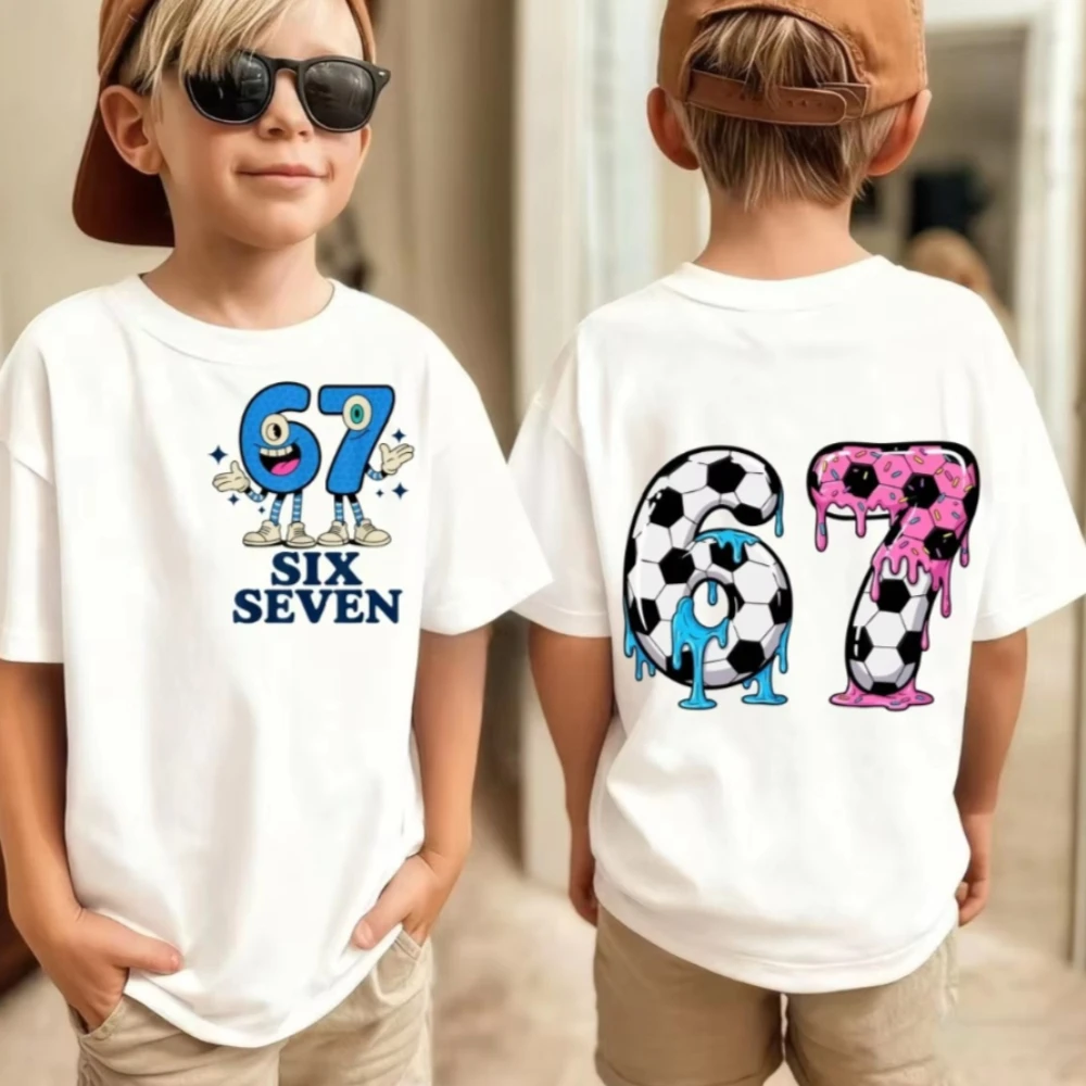 Funny Football 67 Brainrot Kids T Shirts Cosplay for Baby Si