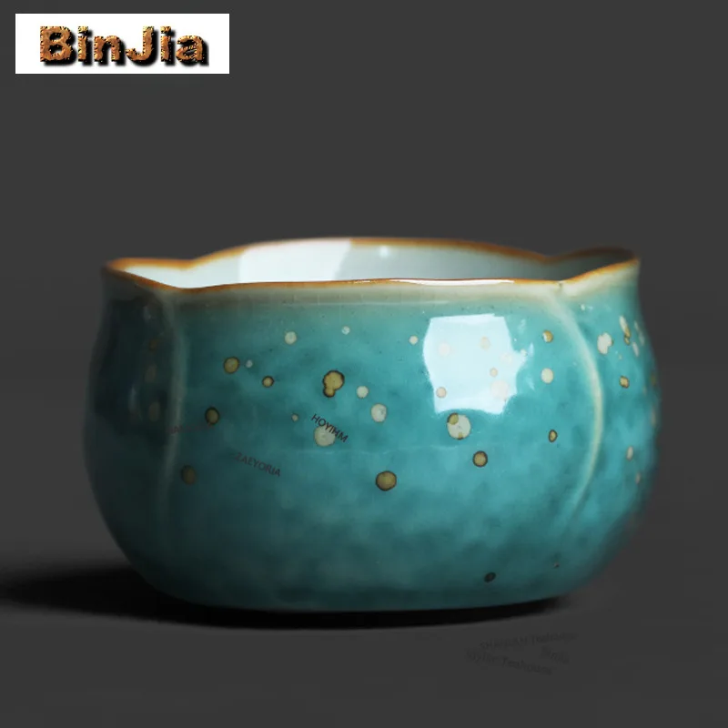 

100ml Jun Kiln Crystalline Spots Teacup Vintage Tea Bowl Mug Tea-tasting Personal Cup Jianzhan Master Cups Tableware Accessories