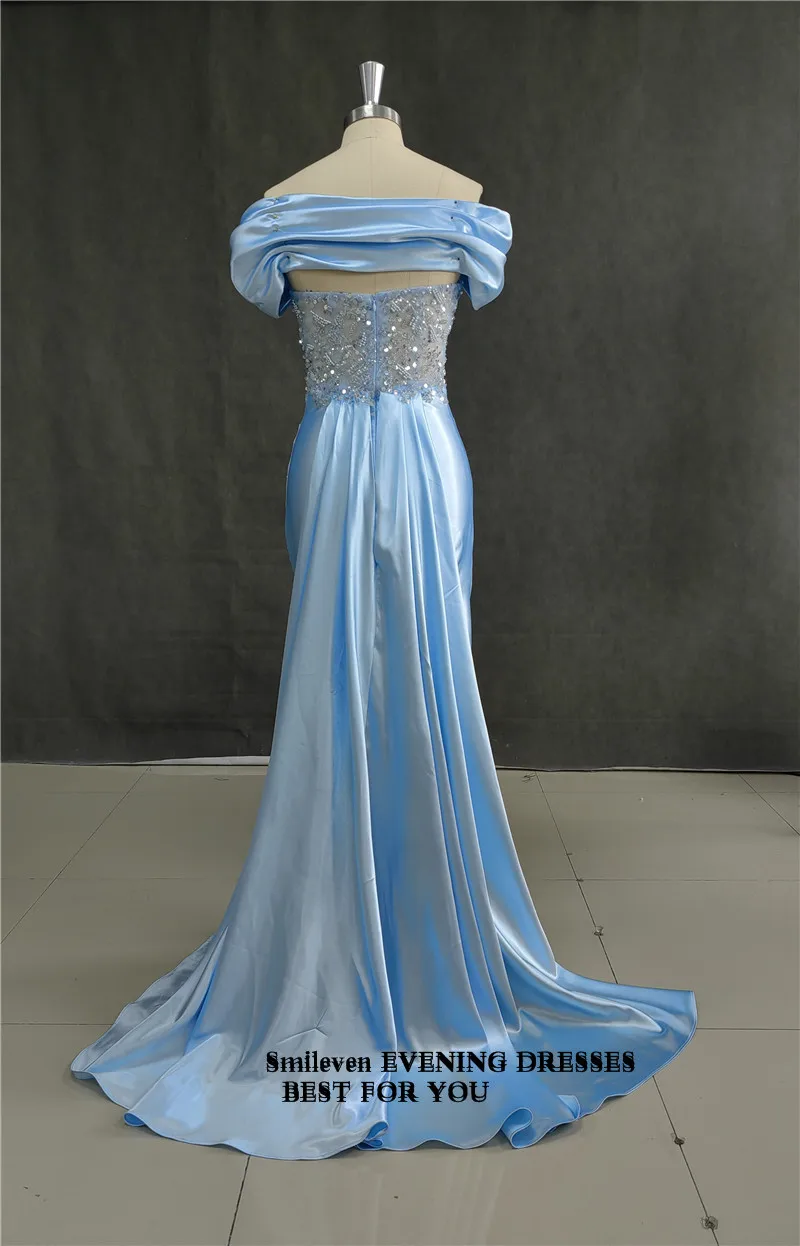 Smileven-Robe de Soirée Sirène Bleu Ciel à Paillettes, Tenue de Bal Personnalisée, Style Arabe Moderne, Fendue sur le Côté