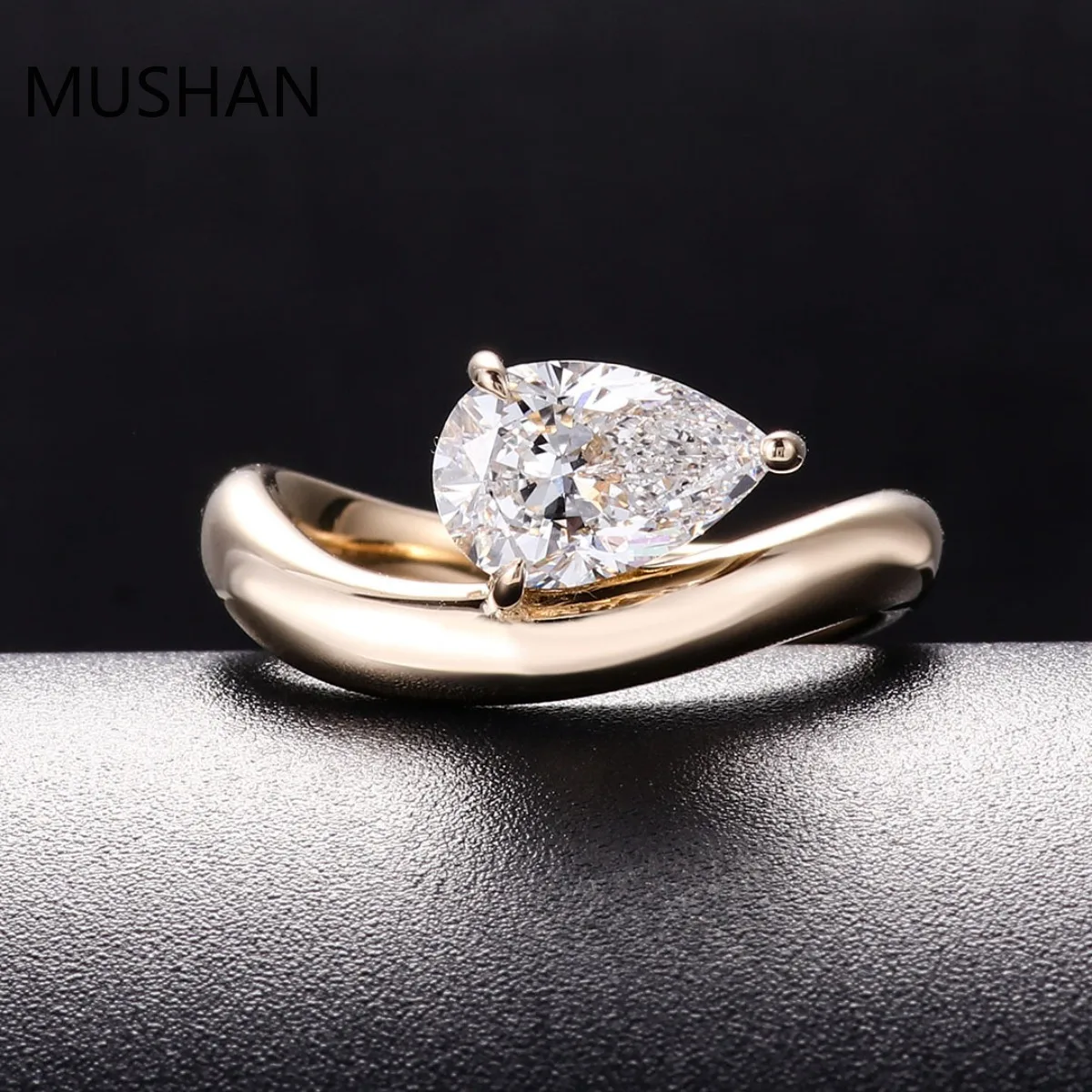 MUSHAN Luxury Custom 14K 18K Gold Rings Band Jewelry With Moissanite Diamond Lab Grown Gemstones Diamond Wedding Ring For Women view 5