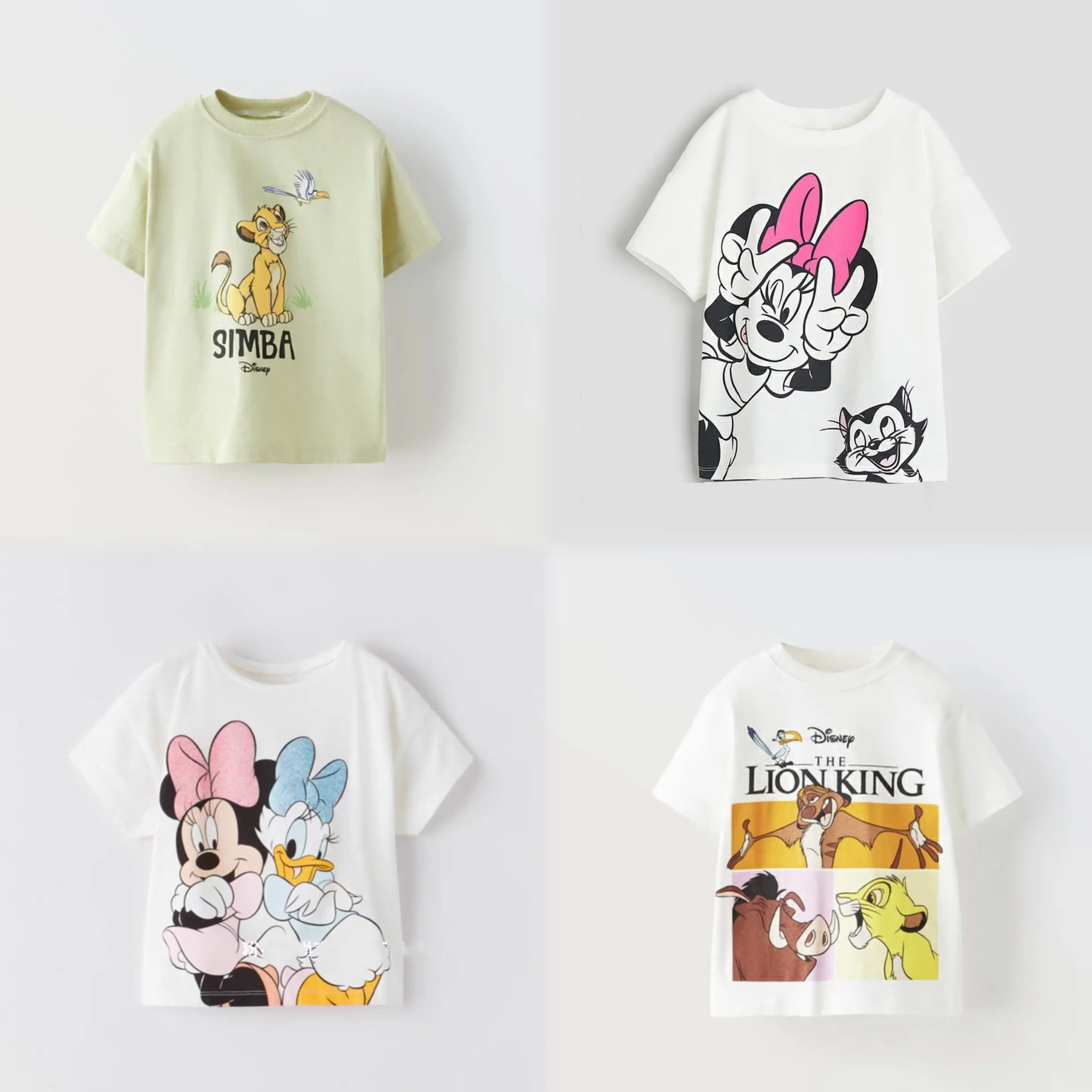 Disney New Clothing Summer Cartoon Print Round Neck Tshirt Trendy Outer Wear Boys And Girls Cute Print Short Sleeve Tops