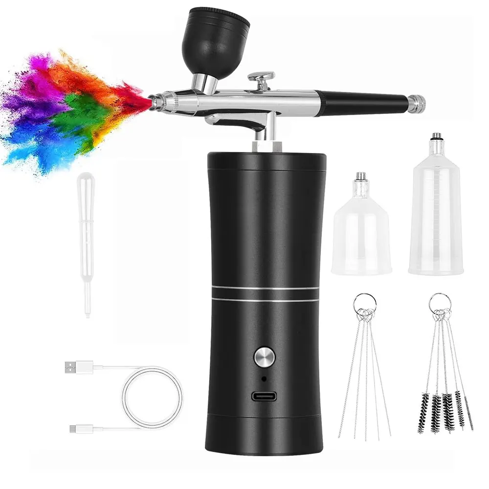 0.3mm Mini Air Compressor Kit Air Brush Paint Spray Gun Airbrush For Nail Art Tattoo Craft Cake Nano Fog Mist Sprayer