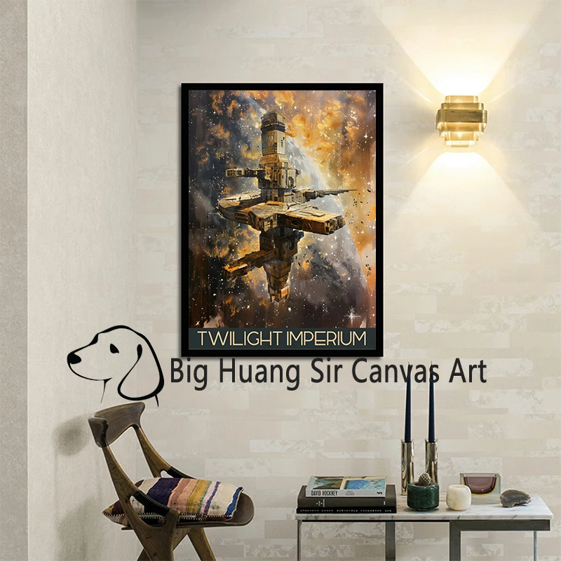 ملصق لعبة لوحة الشفق الاعماري خمر ، Scifi ، الخيال العلمي ، الفضاء ، هدية لوحة اللاعب ، طباعة قماش ، الألعاب الرجعية ، ديكور الجدار