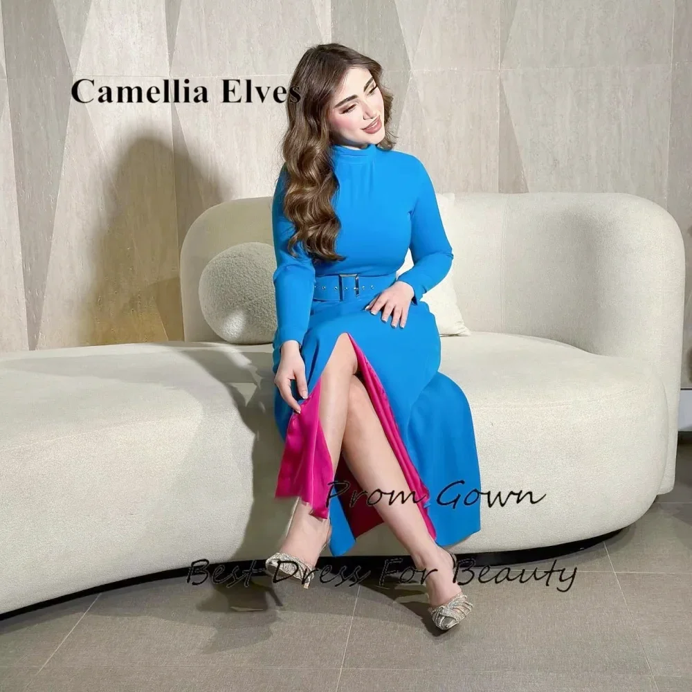 

Customized Exquisite Long Sleeve Mermaid Evening Dress Charming Ruched Prom Dress Sashes Full Sleeve Party Gown вечернее платье
