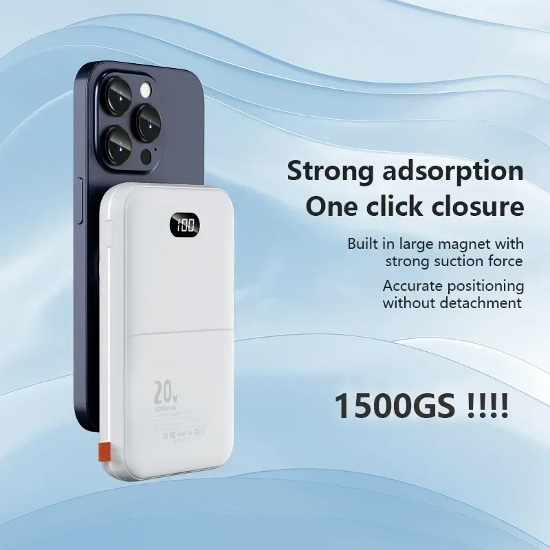 Wireless Magnetic Fast Charger With Foldable Stand External Spare Battery For IPhone Samsung Huawei Portable Power Bank 10000mAh