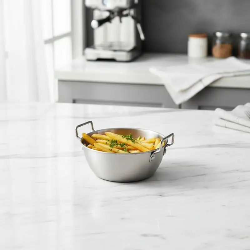 1pc 304 Stainless Steel Instant Noodle Bowl Korean Rice Wine Bowl With Handle Salad Snack And Fries Bowl