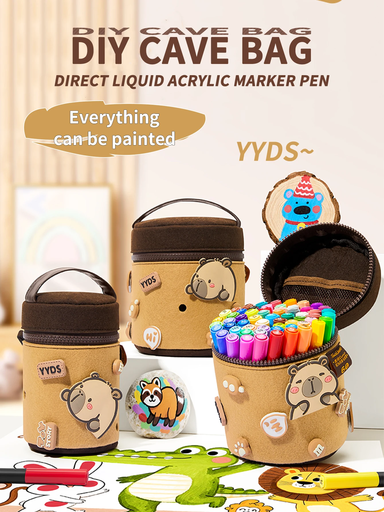 

48-Color Direct Liquid Acrylic Markers for Student Art Drawing, Suitable for Rock Paintings, Canvas, Wood, Glass, Metal, and Ceramics, Back-To-School Season Supplies